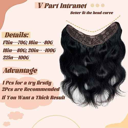 Body Wavy Black Clip in Hair Extensions Real Human Hair,Jet Black Double Weft 18inch 100% Real Hair Extensions Clip ins Jet Black One Piece with 5 Clips 3/4 Full Head Extensions for Short Hair