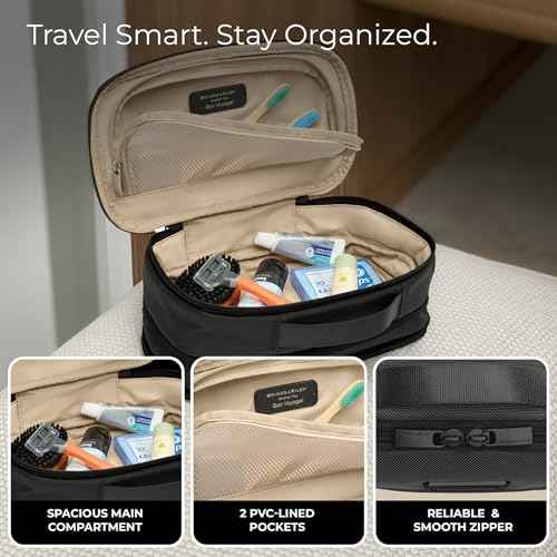 Briggs & Riley Expandable Essentials Kit - Toiletry Travel Bags for Women & Men, Organizer for Vacation, Compact Dopp Kit for Bathroom Accessories, Makeup, & Skincare - Baseline Collection