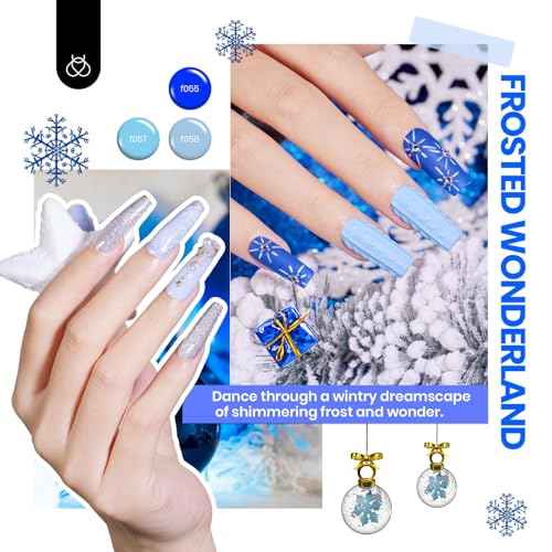 Beetles Christmas Gel Nail Polish Set, Glitz Galaxy UV LED Soak Off Gel Kits, 44Pcs Burgundy Red Gold Green Silver Blue Pink Sparkle Shade with Base Top Coat Winter Manicure Gift for Women