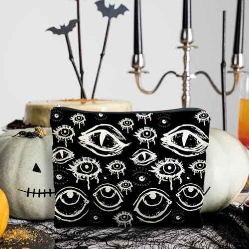 Goth Makeup Bag, Mystical Gothic Evil Eyes Witchy Cosmetic Bag Toiletry Bag for Women, Witch Stuff, Halloween Makeup Bag, Halloween Gifts for Women