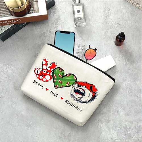 Bulldogs Lover Gift Makeup Bag Gift for Bulldogs Lover Football Basketball Sports Gift Merch Bulldog Spirit Peace Love Bulldogs