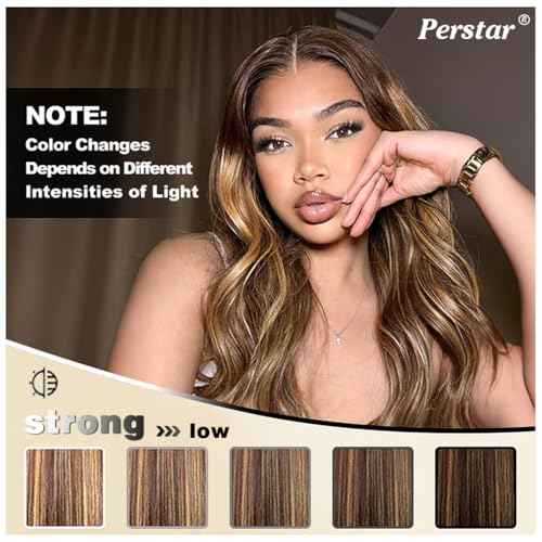Perstar 4/27 Human Hair Bundles Honey Blonde Body Wave Bundles Human Hair Highlight Brazilian Virgin Hair 14 16 18 20 Inches 100% Unprocessed Human Hair Weft Ombre Piano Color