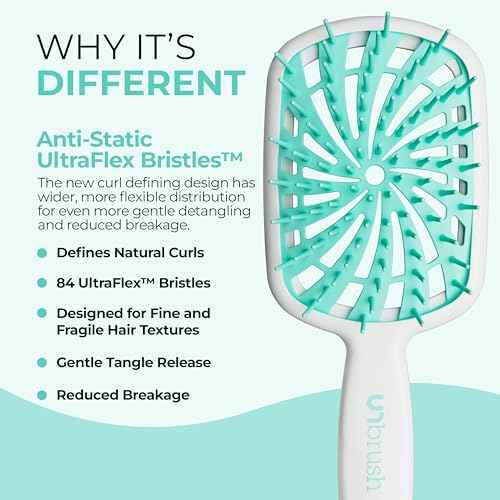 FHI Heat UNbrush Plus ? Curly Hair Brush for Gentle & Effective Detangling on Wet or Dry Fragile Hair Types ? Detangler Brush w/ 84 UltraFlex Bristles, Ultra-light, Vented, Anti Static Hairbrush