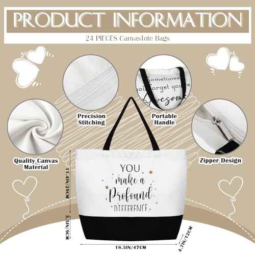 Abbylike 48 Pcs Christmas Thank You Canvas Tote Bags Employee Appreciation Gift for Women Teacher Coworker Staff Nurse
