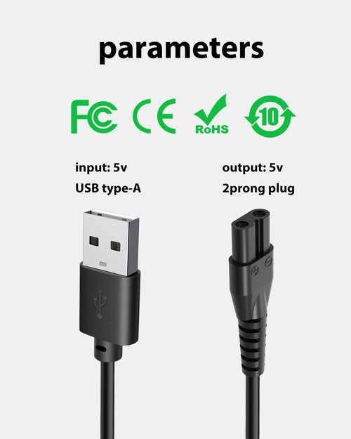 wotdmu Charger Cord for OLOV Electric Trimmer YP-7032, Fit for OLOV Electric Groin Hair Trimmer, USB Charger Cord Compatible with OLOV Body Hair Trimmer for Bikini Women, with 1 Cleaning Brush