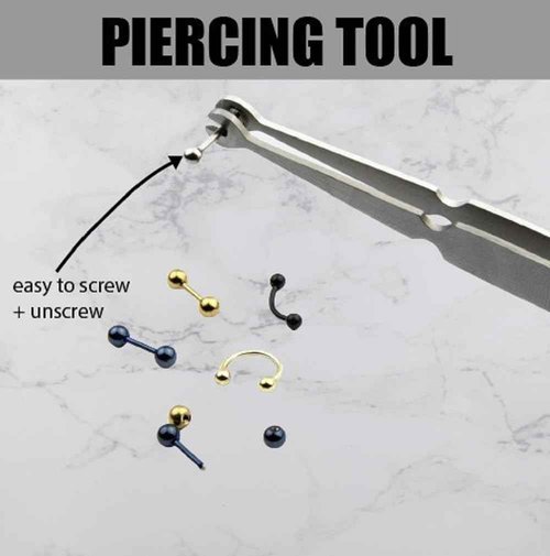 Leogon Piercing Tweezer Ball Grabber Tool | Stainless Steel Piercing Clamps Pliers for Tongue Rings, Labret, Earrings & All Piercings (4.5")
