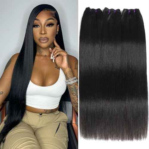 16A Straight Bundles Human Hair 16 18 20 Inch 100% Unprocessed Raw Vietnamese Human Hair Bundles Straight Weave 3 Bundles Remy Virgin Hair Bundles Deals Natural Black Color