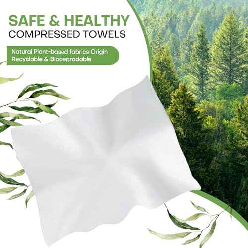 Compressed Towel Tablets 200 Count, Thicken Disposable Face Towel with 2 Carry Cases, Biodegradable & Compact, Cotton Clean Face Towels for Outdoor Camping Hiking Travel Gym BBQ Home