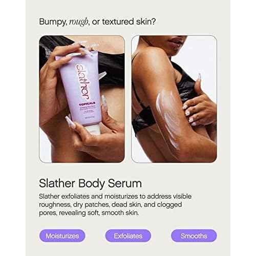 Topicals Slather Exfoliating Body Serum - With Retinol, Squalane, Urea and AHAs for Bumpy, Rough or Textured Skin - AHA Exfoliating Serum for Body (5 Fl Oz)