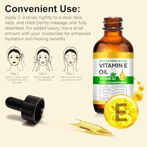 Vitamin E Oil, 75,000 IU Ultra Concentrated Pure Vitamin E Oil for Face