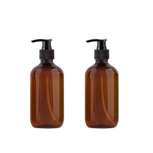 Muluo 10 Ounce/300ml Pump Bottle Dispenser, Shampoo Pump Dispenser Hand Soap Dispenser Bottles for Bathroom, Kitchen Sink, Lotion, Hand Soap Dispenser, 2-Pack Brown