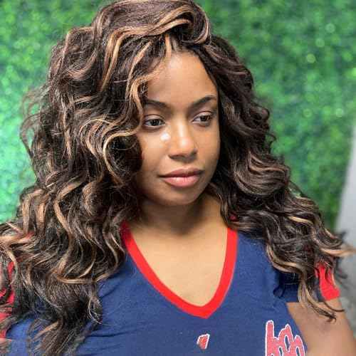 18 Inch Ocean Wave Crochet Hair 8 Packs - Synthetic Pre-Looped Deep Wavy Curly Braiding Hair for Black Women, Boho Style Hair Extensions (18inch,P1B/27-8 Packs)