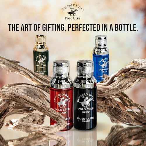 Beverly Hills Polo Club Exclusive Fragrance Collection For Men With 4 Different Fragrances, Blaze, Blue, Classic, and Sexy, 1fl oz Each (Pakaging May Vary)