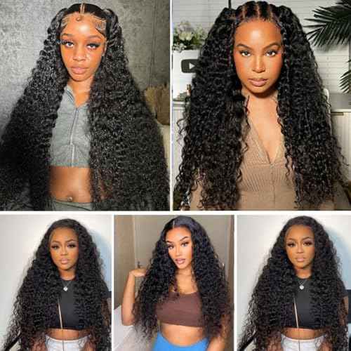 Glueless Wigs Human Hair Pre Plucked Pre Cut Wear and Go Glueless Wig 13x4 HD Deep Wave Lace Front Wigs Human Hair for Black Women Frontal Wigs with Natural Hairline 180% Density 26 Inch
