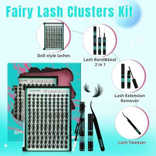 Manga Lash Clusters Kit 140pcs C Curl Fairy Eyelash Extension with Individual Lashes Bond and Seal Waterproof,Eyelashes Glue Remover,Lash Applicator for Volume Anime Lashes Cluster(Doll,C-10-18mm Kit)