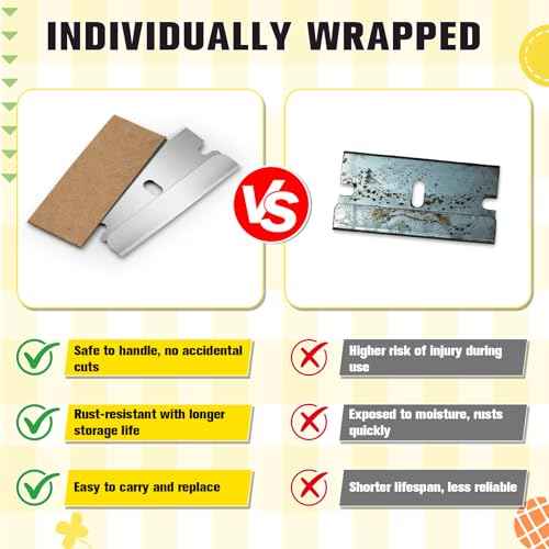 400 Pack Single Edge Razor Blades, Straight Razor Fit Most Standard Razor Blade Scraper, Single Blade razor Individually Wrapped, Razor Refills, Utility Blades for Glass, Tile, Metal, Window