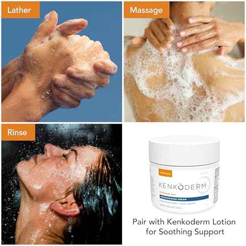 Kenkoderm Psoriasis Dead Sea Mud Soap with Argan Oil & Shea Butter, Natural Exfoliating Body & Face Cleanser for Sensitive Skin, Fragrance & Color-Free, 4.25 Ounce, 4 Bars