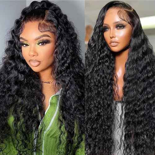 SODLIS 5x5 HD Lace Closure Wigs Wear And Go Glueless Wigs Pre Plucked With Baby Hair Ready to Go Deep Wave Lace Front Wigs for Women (Black, 24 Inch, Curly)