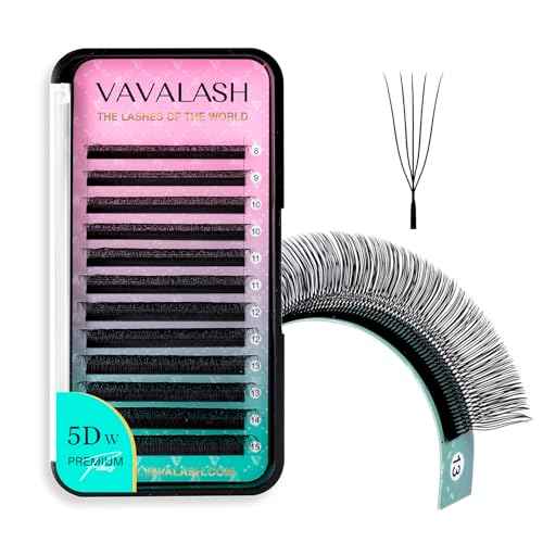 VAVALASH U 5D Lash Extensions D Curl 0.07mm 8-15mm Mix Tray 5D UU Lash Fans Eyelash Extension U Shaped Natural Wispy Volume Lashes Extension Soft Matte Black Lashes (U-5D-0.07-D-8-15mm)