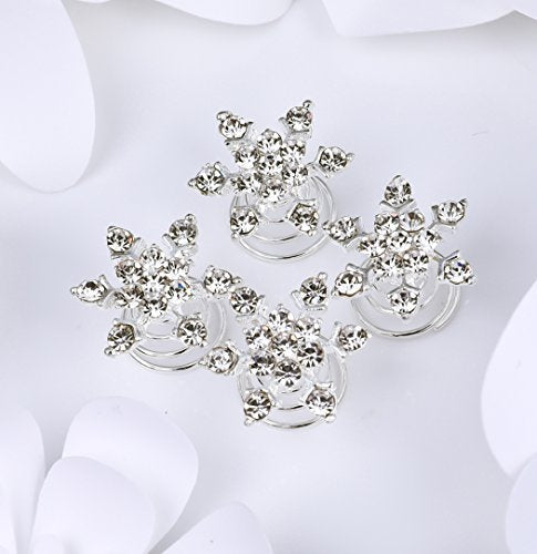 Jovono Boho Hair Clips Silver Crystal Headpieces Wedding Snow Hair Accerssories for Women and Girls (Set-2)