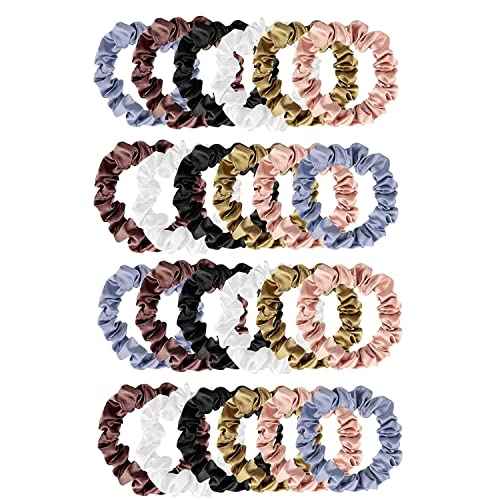 24 Pieces Silk Hair Scrunchies Silk Hair Tie Elastic Ponytail Holders for Women Girls Hair Accessories (005)