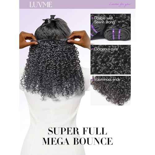 LUVME Real Human Hair Bundles 16 Inch Virgin Hair Messy Burmese Curly 1 Bundle Human Hair 100% Unprocessed 15A Grade Virgin Hair Quick Weave Extensions Natural Black