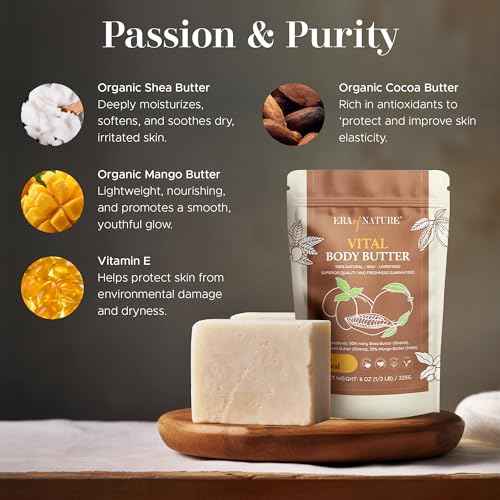 Era of Nature Organic Shea, Mango & Cocoa Body Butter ? Raw, Unrefined, 100% Natural ? Perfect Base for DIY Skincare, Body Butters, Lotions, Soaps & Lip Balms ? Essential for Homemade Creations ? 16oz