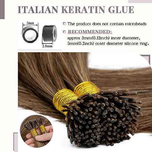 Rich Choices I Tip Hair Extensions Human Hair,100 Strands 0.5g/Strands,100% Real Remy Human Hair Extension Pre Bonded Keratin Stick In 22 Inch #4P27 Medium Brown Highlight Dark Blonde