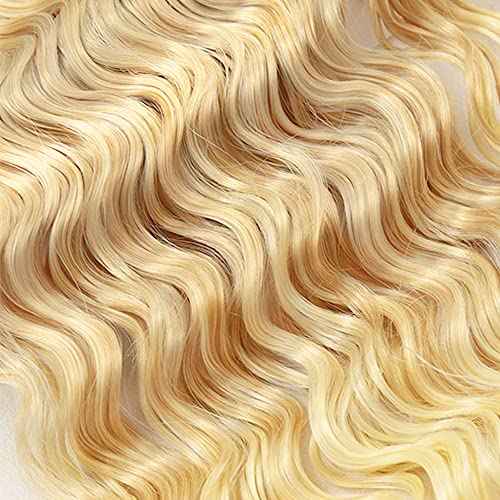 P27/613 Human Hair Bundles 613 Deep Wave Bundles 22 inch Blonde Deep Wave Bundle LadrXadr Blonde Hair Extensions