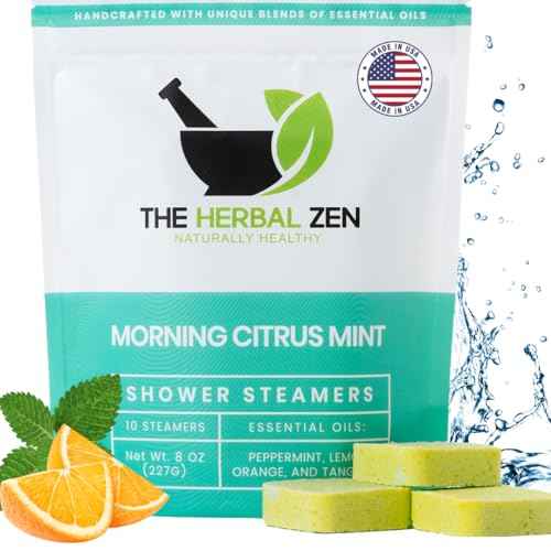 Morning Citrus Mint Shower Steamers Aromatherapy for Energy - Christmas Gift - Adult Stocking Stuffer - USA Made - Peppermint & Orange Shower Bomb Tablets - Soothing Natural Essential Oils (10 Pack)