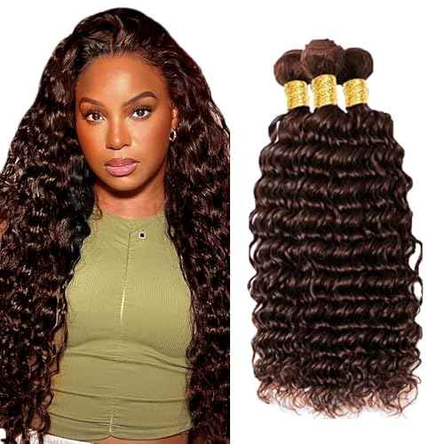 Brown Bundles Dark Brown Human Hair Bundle #4 Deep Wave Bundles 24 26 28 inch #4 Deep Wave Bundle Human Hair Extensions