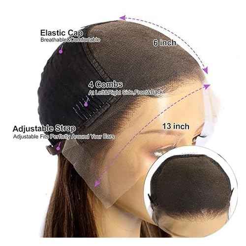 CHUDI 13x6 HD Transparent Lace Front Wigs Human Hair Pre Plucked 220 Density Brazilian Body Wave Frontal Wigs Human Hair with Baby Hair Natural Hairline Natural Black 22 Inch