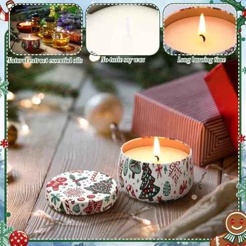 6sets/12pcs Christmas Bulk Gifts for Women 3.5oz Scented Candles & Hand Cream Lotion Set Christmas Stocking Stuffers Xmas Hand Cream Gift Relaxing Spa Set Travel Size Mini Lotion for Xmas Party Favor