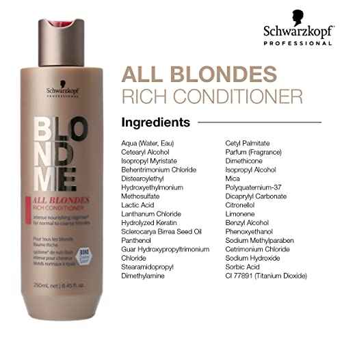BlondMe All Blondes Rich Conditioner ? Nourishing Daily Treatment Strength Elasticity and Shine for Normal to Coarse Color Treated Natural Blonde Hair ml