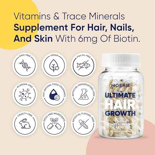 Moerie Ultimate Hair Boost Supplement for Women & Men - Hair, Skin, Nails Vitamins with Biotin & Minerals for Hair Health - Thicker Hair - 60 Capsules