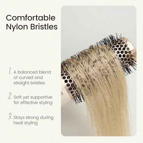 AIMIKE Round Brush for Blow Out, NaturaVol Medium Round Hair Brush for Fine Hair with Nano Thermal Ceramic Tech, for Blow Drying & Styling, Adds Volume & Smoothness (1.7 Inch Barrel, 2.5 Inch Bristle)