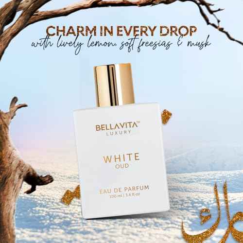 BellaVita Luxury White OUD Unisex Perfume 100Ml | Premium Arabic Men and Women Perfumes | Notes of Artemisia, Musk, Oud Vetiver and Freesias | Exquisite Unisex Arabian Perfume for Women & Men