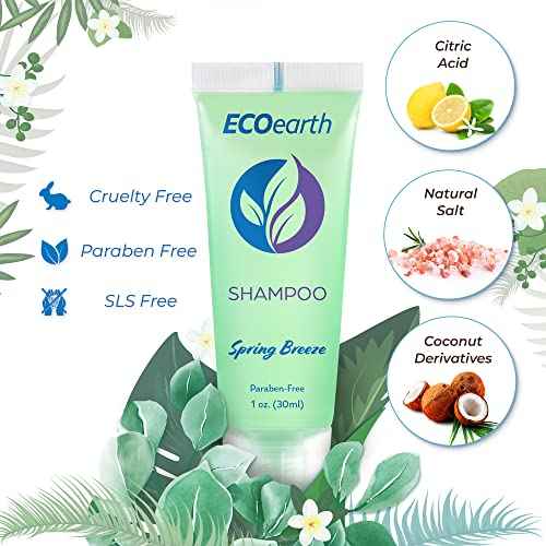 EcoEarth Hotel Toiletries Bundle (Spring Breeze, 1 oz each, 200 Pieces) 4-Piece Set: 50 Round Bar Soap, 50 Shampoo, 50 Conditioner & 50 Body Lotion - Bulk Mini Guest Amenities