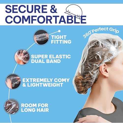 Disposable Shower Caps ? 100Pcs ? Thick & Waterproof Plastic Hair Caps with Super Elasticity - Perfect for Shower Protection, Salon Treatments, Spa Sessions, Home Use & Hygiene Purposes