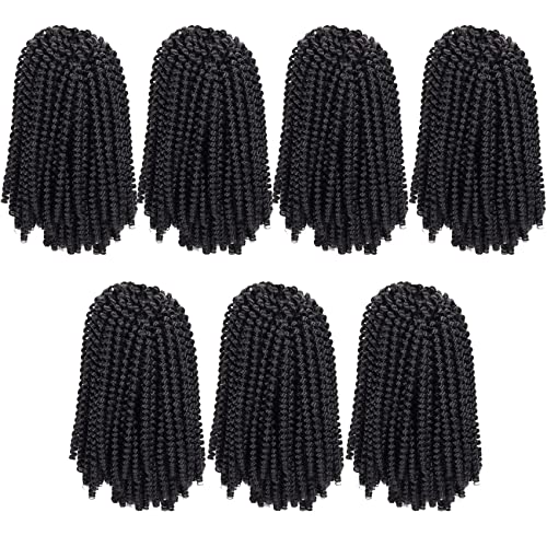 7 Packs Spring Twist Braiding Hair Spring Twists Bomb Twist Hair Synthetic Fiber Fluffy Twist Crochet Braids Low Temperature Fiber Crochet Hair for Women Braiding Hair(8inch,1B)