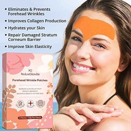 Forehead Wrinkle Patches Overnight: Diminish Forehead Fine Lines and Wrinkles - Restore Soft Supple Skin Elasticity with Hydrolyzed Collagen, 7 Pcs