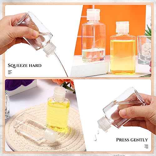 Tanlade 200 Pcs 2 oz Plastic Hand Sanitizer Bulk Bottles with Flip Cap Empty Reusable Refillable Bottles Portable Travel Size Hand Sanitizer Container for Shampoo Soap Outdoor Camping(Clear)