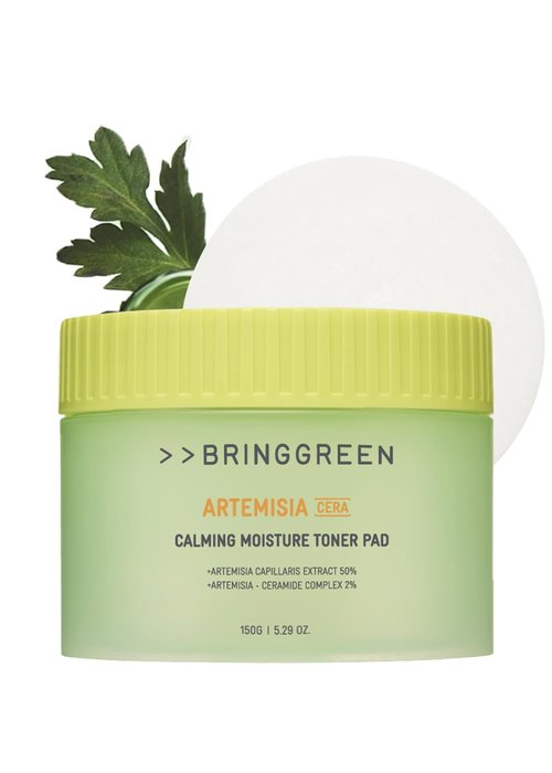 BRING GREEN Artemisia Cera Calming Moisture Toner Pad | Vegan Daily Skincare Routine for Redness Relief, Skin Balancing, Extra Calming, Exfoliating, Mask Sheet Type Toner Pads, 90 Count