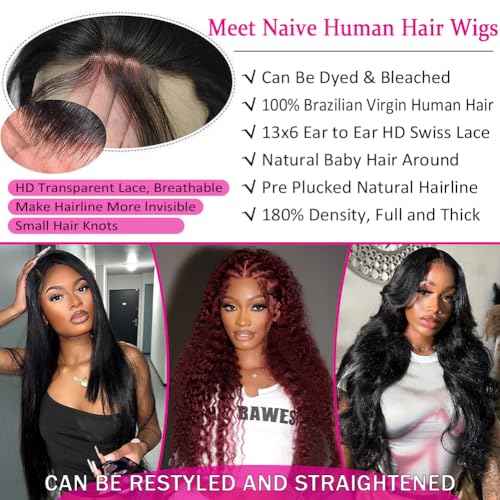 30 Inch Curly Lace Front Wigs Human Hair 200 Density 13x6 HD Lace Frontal Wigs for Women Deep Curly Glueless Wigs Human Hair Pre Plucked with Baby Hair