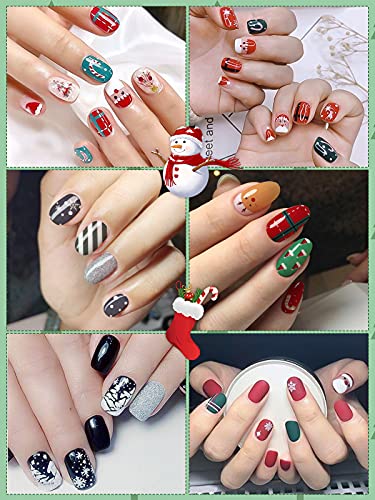 Kalolary 30 Sheets Christmas Full Wraps Self-Adhesive Nail Polish Stickers, Winter snowflake Santa snowman Nail Wraps Stickers with 2Pcs Nail Files for Women Girls Christmas Party Nail Decorations