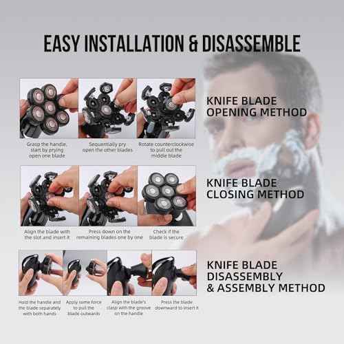 Bald Head Shaver Replacement Blades for Head Shaver, Premium 7 Blades Shaver Replacement Heads for Universal Head Shavers and Freedom Bald Men Grooming, 3 Cleaning Brush, 3 Pack