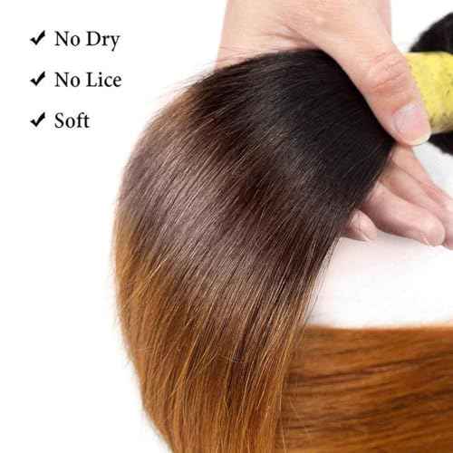 Ombre Straight Human Hair 3 Bundles Brazilian Straight Weaves 3 Tone 1b 4 30 Color Ombre Brazilian Straight Hair Bundle Virgin Hair Ombre Human Hair Bundle for Black Women 12 14 16inch