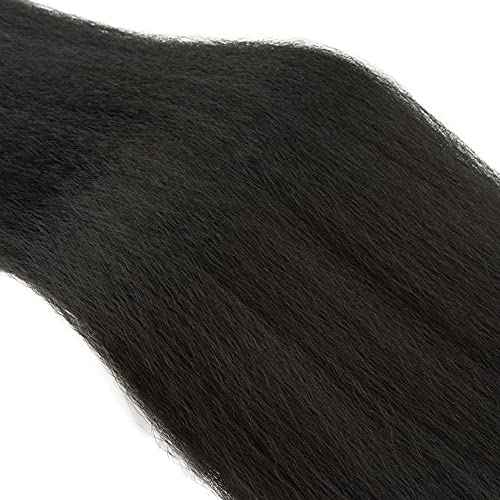 Yaki Straight Bundles Human Hair 22 Inch Kinky Straight Bundles #1B Natural Black Unprocessed Brazilian Virgin Weave Hair 1 Bundle 50 Gram Per Bundle