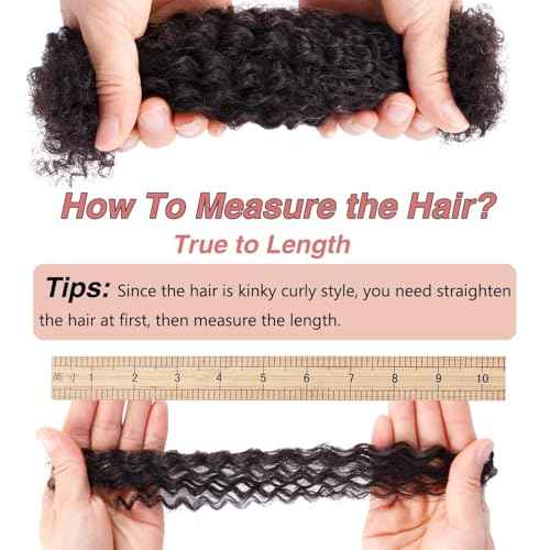 Afro Kinkys Bulk Human Hair for Mini Twist Braiding Braids Locs Dreadlock Extensions Afro Kinky-Curly Human Braiding Hair Bundles For Men Women Kids 16 Inch 4 Bulks 120g #1B Natural Black Soft Fluffy
