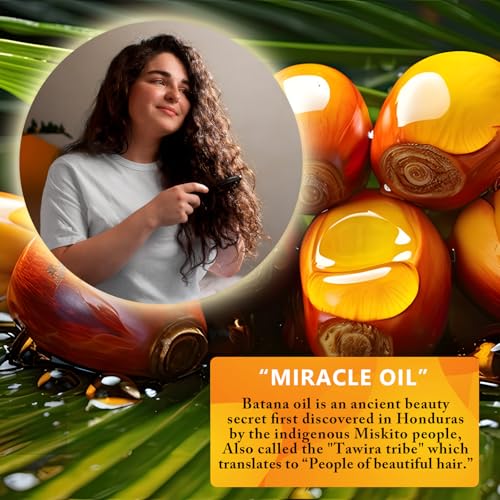 Raw Batana Oil for Hair Growth, 100% Pure, Dr. Sebi Batana Oil from Honduras, Organic, Unrefined, Prevents Hair Loss, Hair Care, Enhances Hair Thickness in Men & Women 4.2 oz